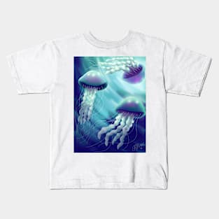 Whimsical Jellies Aqua Kids T-Shirt